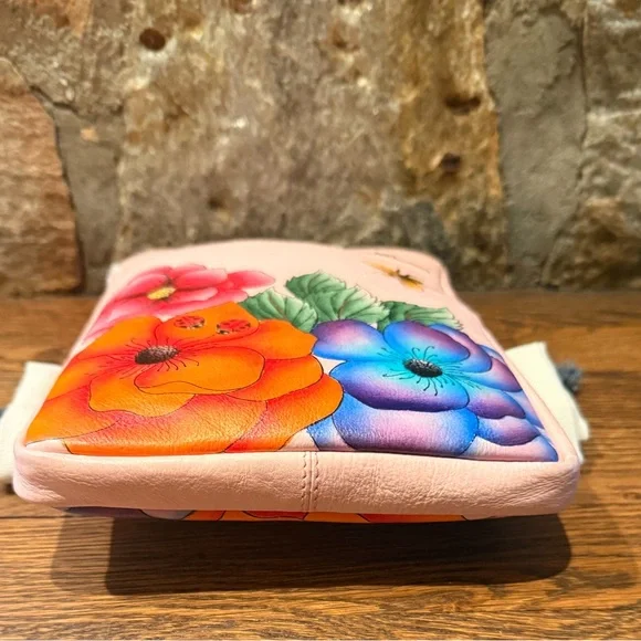 ANUSCHKA RFID Top Zip Travel Crossbody PARADISE FOUND PINK NWT! - Picture 11 of 16